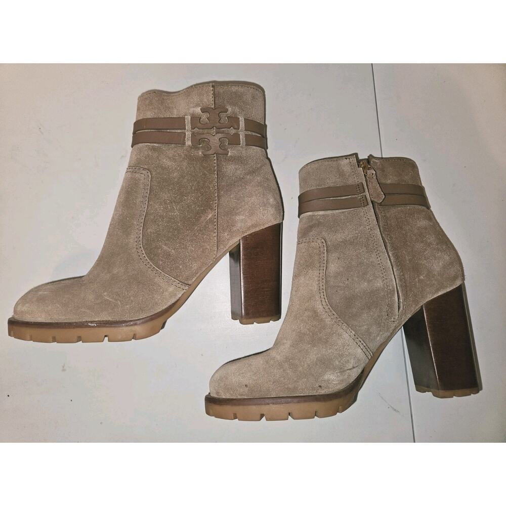TORY BURCH Leigh 90 MM Lug Sole Booties Tan Women's SZ 7.5 - Picture 15 of 16